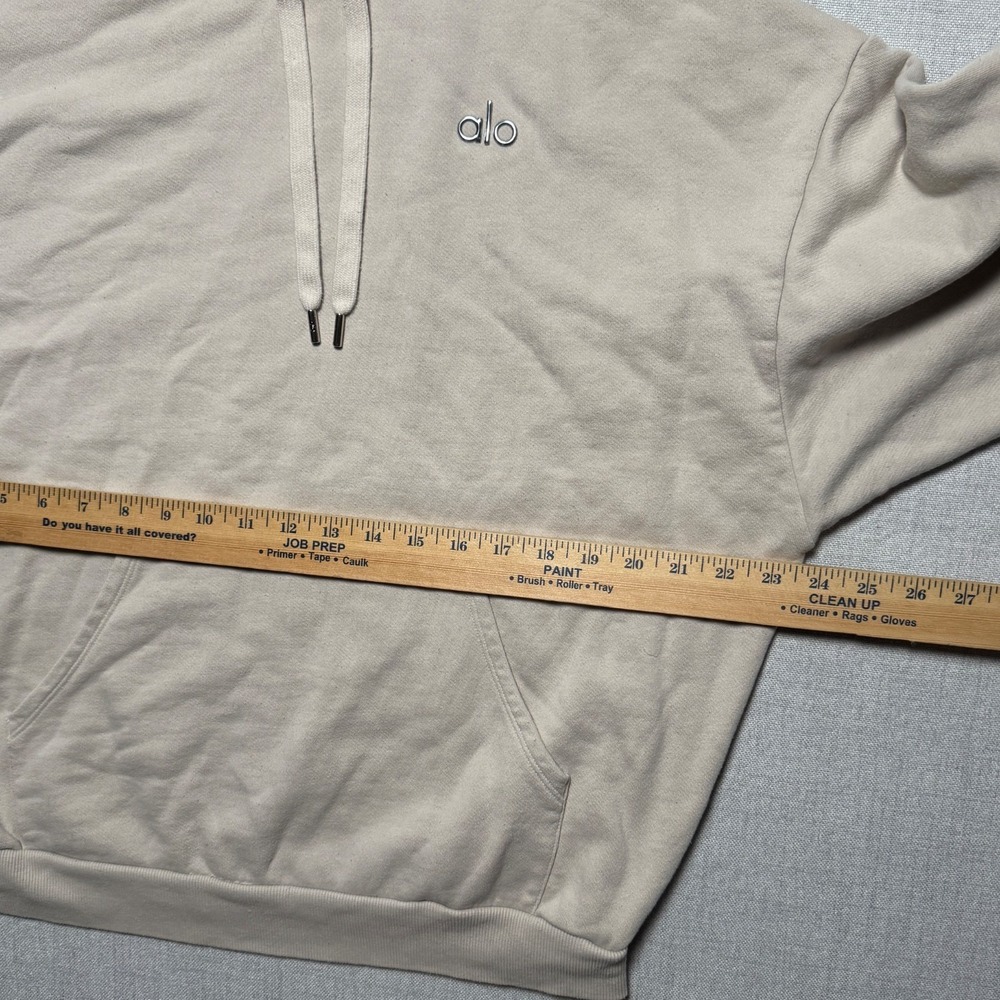Alo Athletic Hoodie Pullover Lightweight Beige Cotton Blend Drawstring Size M - Picture 3 of 7